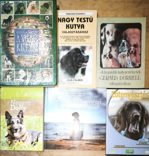 Szinák-Veress, Margaret H. Bonham, Regöly-Mérei Andrea - 5db kutyákkal kapcsolatos könyv + ajándék DVD - Sz.-V.-A világ kutyái, Margaret H. B.-Egy kutya bölcsességei az élet napos oldaláról, A legszebb kutyatörténetek, Tanácsadó kézikönyv nagy testű kutya választáshoz, Nevem Dolly + Ebt
