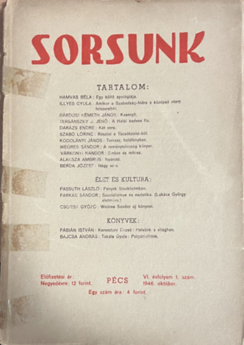 Sorsunk VI. �vfolyam 1. sz�m