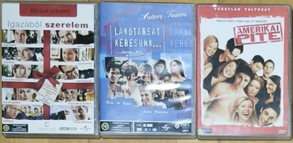 3db romantikus vígjáték DVD - Lakótársat keresünk..., Amerikai pite, Igazából szerelem