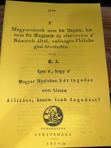 Tudomnyos Gytemny 1820 / III.