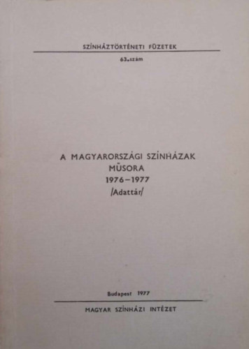 Tth Magdolna (szerkeszt) - A magyarorszgi sznhzak msora 1976-1977 - Adattr