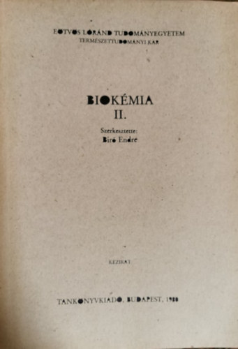 Br Endre - Biokmia II. - Kzirat