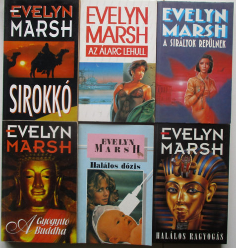 6 db Evelyn Marsh (Az �larc lehull, Sirokk�, Hal�los d�zis, A sir�lyok rep�lnek, A gy�gy�t� buddha, stb..)