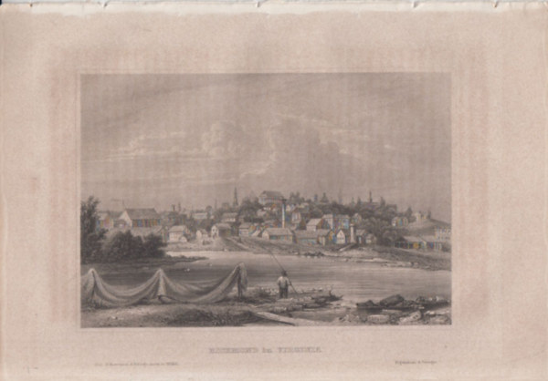 Richmond in Virginia (Város, Virginia állam, USA, Észak-Amerika) (16x23,5 cm lapméretű eredeti acélmetszet, 1856-ból)