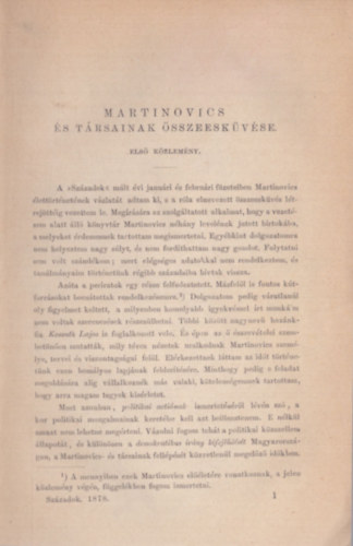 Frakn�i Vilmos - Martinovics �s t�rsainak �sszeesk�v�se (1884)