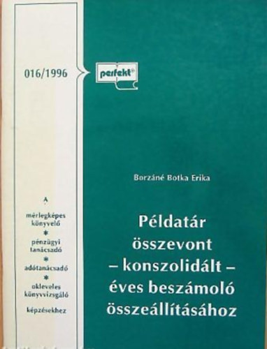 Borzáné Botka Erika - Példatár összevont - konszolidált - éves beszámoló összeállításához