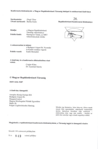 Zrg Tibor  (szerk.) - A replstrtneti konferencia kzlemnyei 2003 (szmozott: 49/100 sz. pldny)