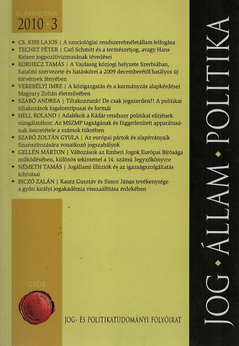 Jog, llam, politika (Jog- s politikatudomnyi folyirat) 2010/3.