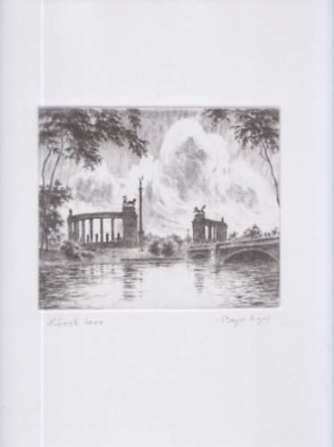 Bajor Ágost eredeti rézkarca - Hősök tere - lapméret:40x29cm