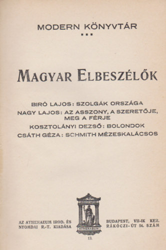 Magyar elbeszélők III.