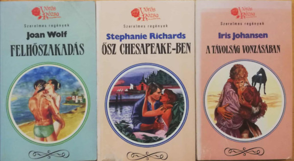 3 db k�tet a V�r�s R�zsa Szerelmes Reg�nyek sorozatb�l (Felh�szakad�s, A t�vols�g vonz�s�ban, �sz Chesapeake-ben)