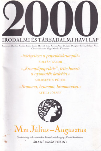 2000 Irodalmi s Trsadalmi Havi Lap - 2000. Jlius-Augusztus