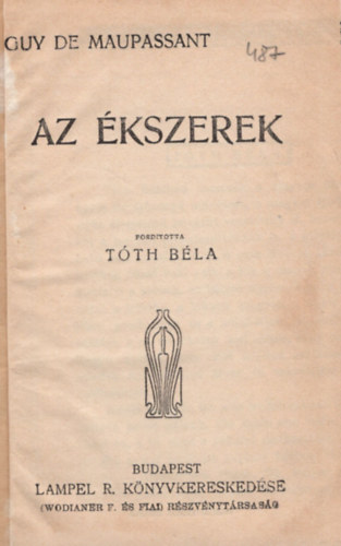 Tóth Béla Guy de Maupassant - Az ékszerek