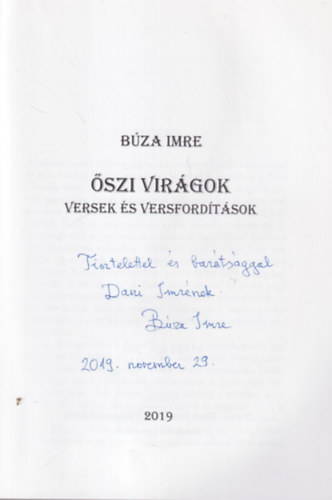 Bza Imre - szi virgok - versek s versfordtsok - dediklt