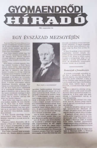 Jnovszki Gyrgy  (fszerk.) - Gyomaendrdi Hrad- 1982. szeptember