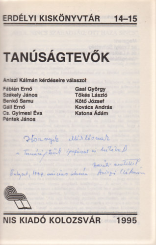 Aniszi Klmn - Tansgtevk - Erdlyi kisknyvtr 14-15 (Dediklt)