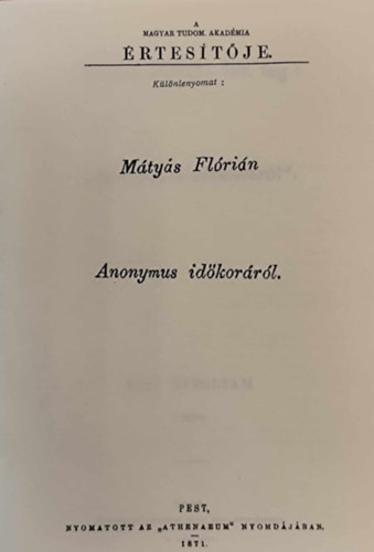 Mtys Flrin - Anonymus idkorrl