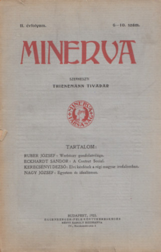 Thienemann Tivadar  (szerk.) - Minerva II. vfolyam 6-10. szm