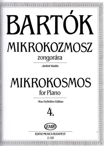 Bartk Mikrokozmosz zongorra 4. - Javtott kiads - Mikrokosmos for Piano 4.
