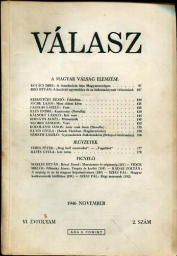 Illy�s Gyula - V�lasz VI. �vf. 2. sz�m 1946 November