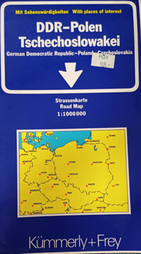 DDR-Polen-Tschechoslowakei Strassenkarte/German Democratic Republic-Poland-Czechoslovakia Road Map 1:1000000