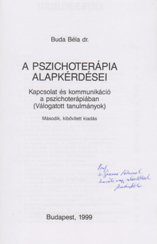 Dr. Buda Bla - A pszichoterpia alapkrdsei - Dediklt!