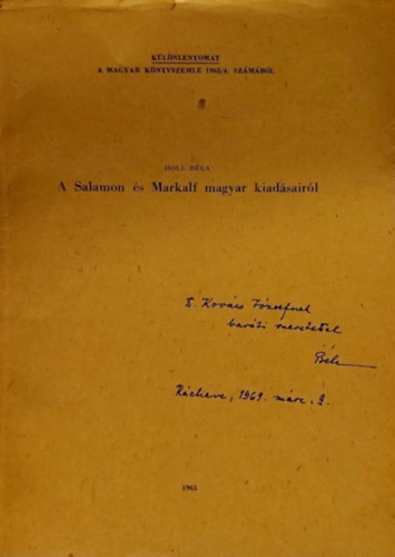 Holl Béla (szerk.) - Salamon és Markalf magyar kiadásaiból