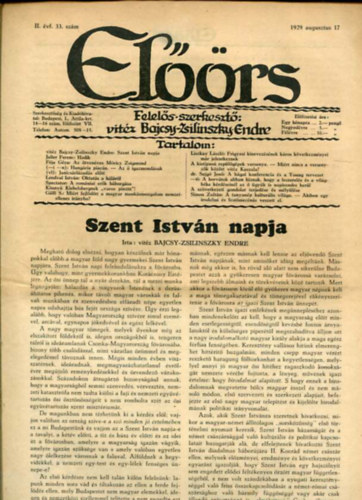Elrs folyirat II. vf. 33. szm. 1929. augusztus 17.