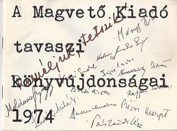 A Magvet� Kiad� tavaszi k�nyv�jdons�gai 1974