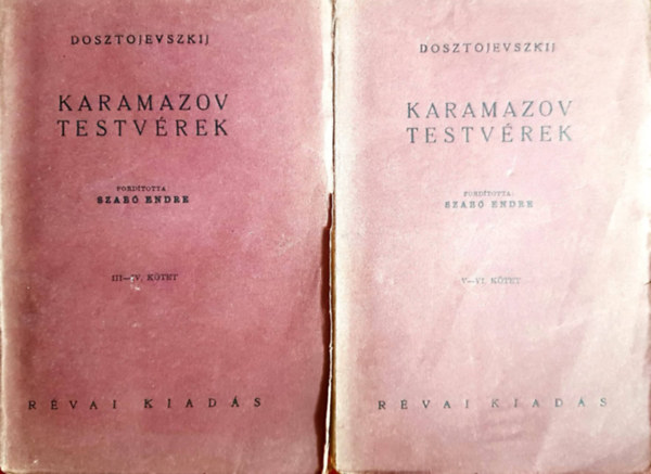 Fjodor Mihajlovics Dosztojevszkij - Karamazov testvérek (III-IV., V-VI.) (Révai kiadás, 2 kötet)