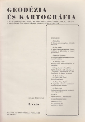 Dr. Jo� Istv�n (szerk.) - Geod�zia �s Kartogr�fia 1976/3. sz�m