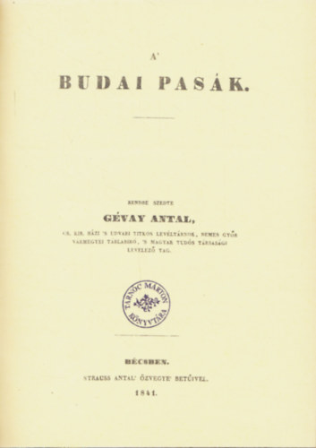 Gvay Antal - A budai pask