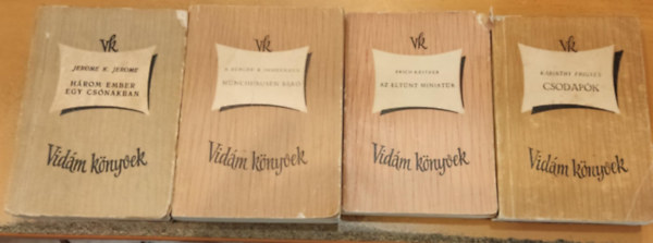 Gottfried August Brger, Karl Immermann, Erich Kstner, Karinthy Frigyes J. K. Jerome - 4 db Vidm knyvek: Az eltnt miniatr + Csodapk + Hrom ember egy csnakban + Mnchhausen br