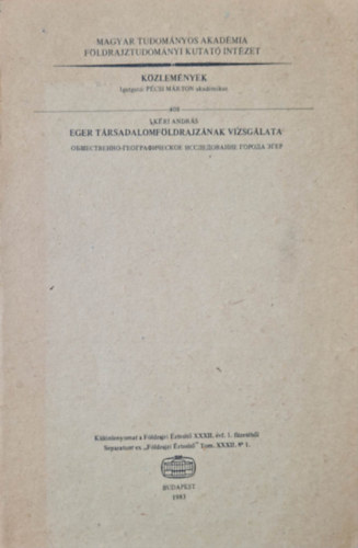 Kri Andrs - Eger trsadalomfldrajznak vizsglata