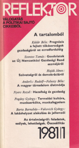 Vince Gbor - Reflektor - vlogats a politikai sajt cikkeibl  (1981/1)