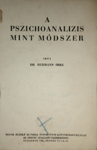 Hermann Imre - A pszichoanalizis mint m�dszer