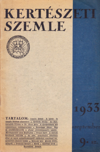 Kertészeti Szemle 1933 szeptember (9. szám)