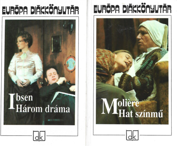 2 db Európa Diákkönyvtár, Ibsen: Három dráma, Moliére: Hat színmű