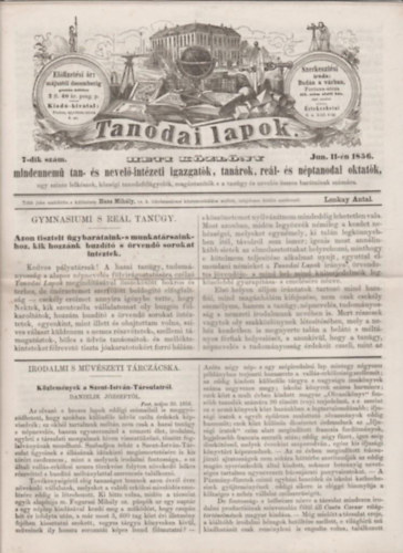 Lonkay Antal  (szerk.) - Tanodai lapok - Heti kzlny 1856. Jnius 11. (7. szm)