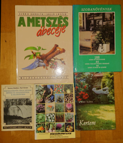 Somos Andrs -Turi Istvn - 5 knyv a nvnyekrl, a kertpolsrl, nvnytermesztsrl: Kertem, A metszs ABC-je, Szobanvnyek, Dszzldsgek s egyb kiskerti nvnyklnlegessgek, Vzfggnyys flia strak ptse s hasznostsa a hz