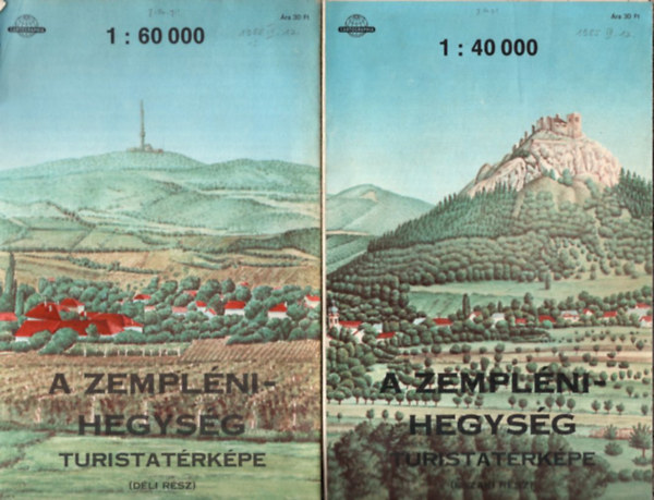 A Zemplni-hegysg turista trkpe (2 db  1984-es)  1-2. szak s dli rsz (1: 40 000, 1: 60 000)