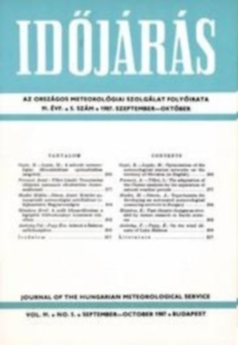 Szepesin Lrincz Anna  (szerk.) - Idjrs - Az Orszgos Meteorolgiai Szolglat Folyirata 91. vf. 5. szm (1987. szeptember-oktber)