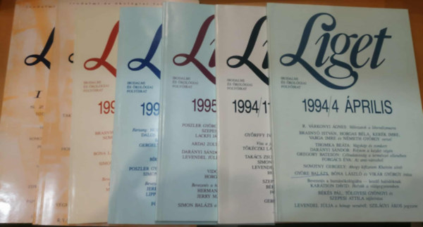 Horgas B�la-Levendei J�lia - 7 db Liget irodalmi �s �kol�giai foly�irat (Lapsz�mok a term�klapon)