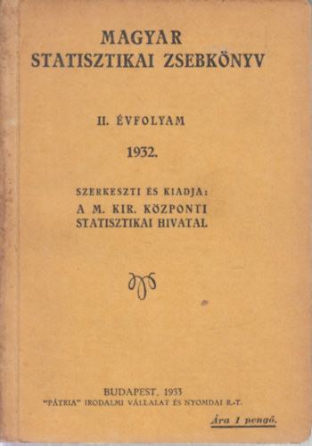 Magyar statisztikai zsebkönyv 1932. (II. évfolyam)