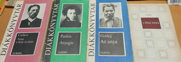 Puskin, Gorkij Csehov - 4 db orosz irodalom: A pikk d�ma + Anna a f�rje nyak�n + Anyegin + Az anya