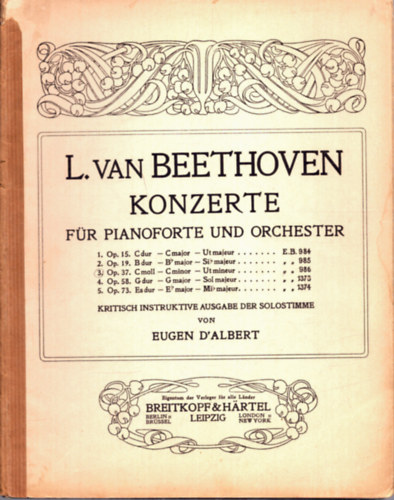 L. van Beethoven - L. van Beethoven konzerte f�r Pianoforte und Orchester
