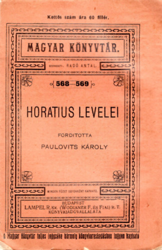 Paulovits Kroly Rad Antal - Hortius levelei