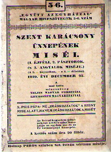 Szent Karácsony ünnepének miséi