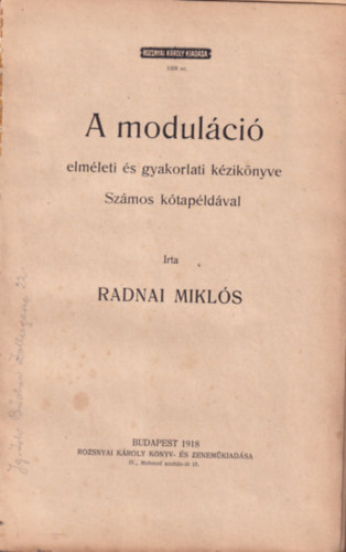 Radnai Mikls - A modulci elmleti s gyakorlati kziknyve