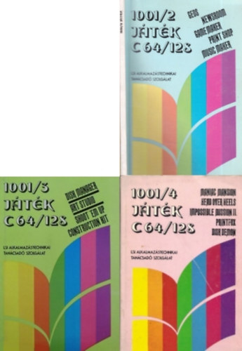 3 db 1001 játék C64/128 kötet: 1001/1 - 1001/2 - 1001/3 - 1001/4 játék C64/128